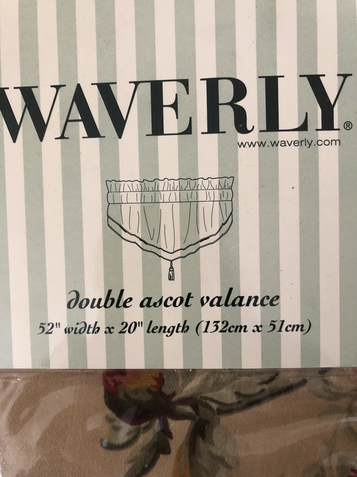 Waverly Forever Yours Antique Double Ascot Window Valance 52” X 20” Brand New