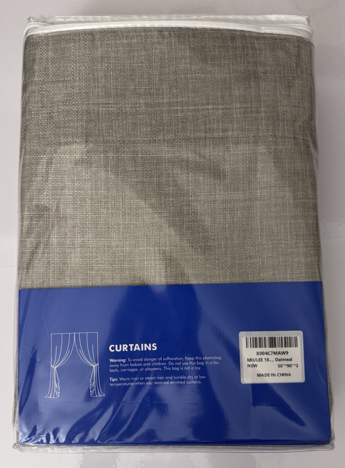 MIULEE Oatmeal Linen Curtain Panels 50×90 Set