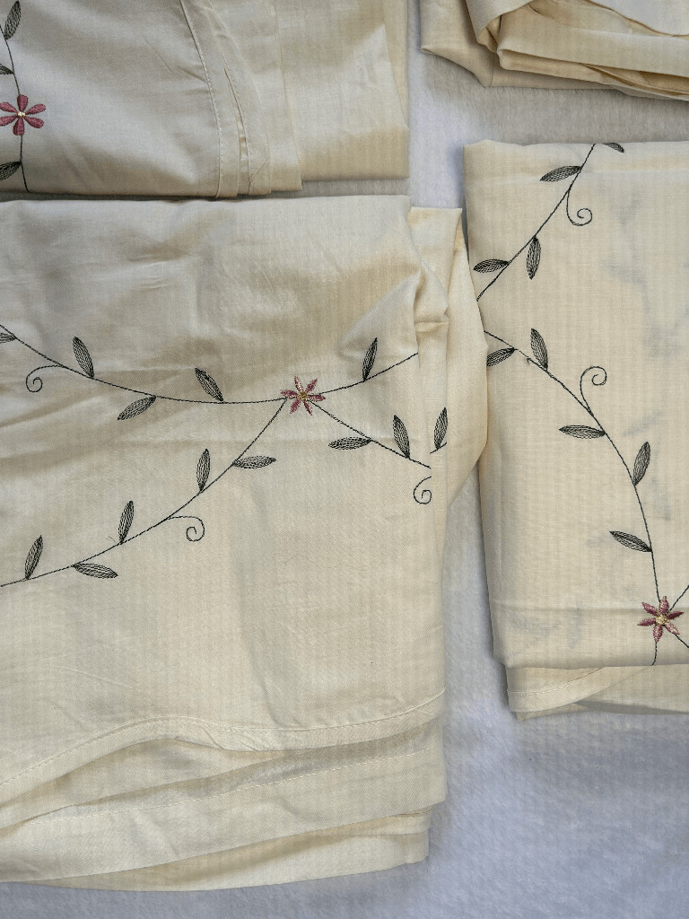 JCPenny Home 100% Cotton Cream & Flower Embroidered Curtains 42 X 84 New, Four
