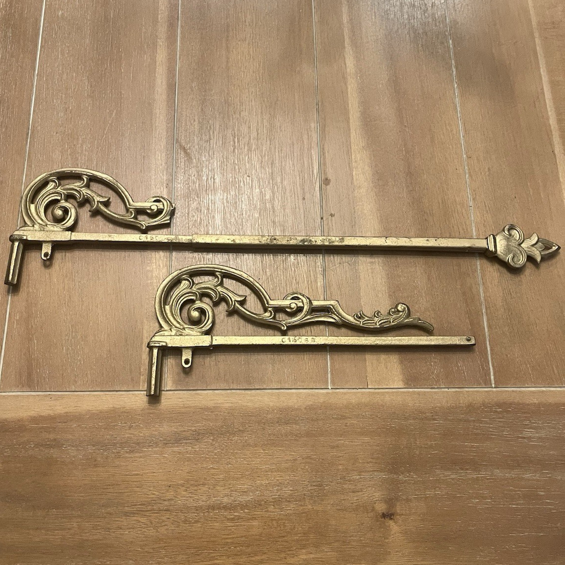 Gold Metal Scroll Curtain Rod Set 1 in Dia Wall Mount Victorian Style 2 Pack