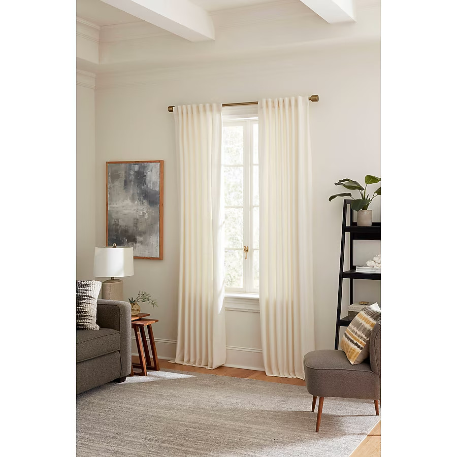 Allen + Roth Light Filtering Terrell Rod Pocket 50 in x 96 (1 panel) in Whie