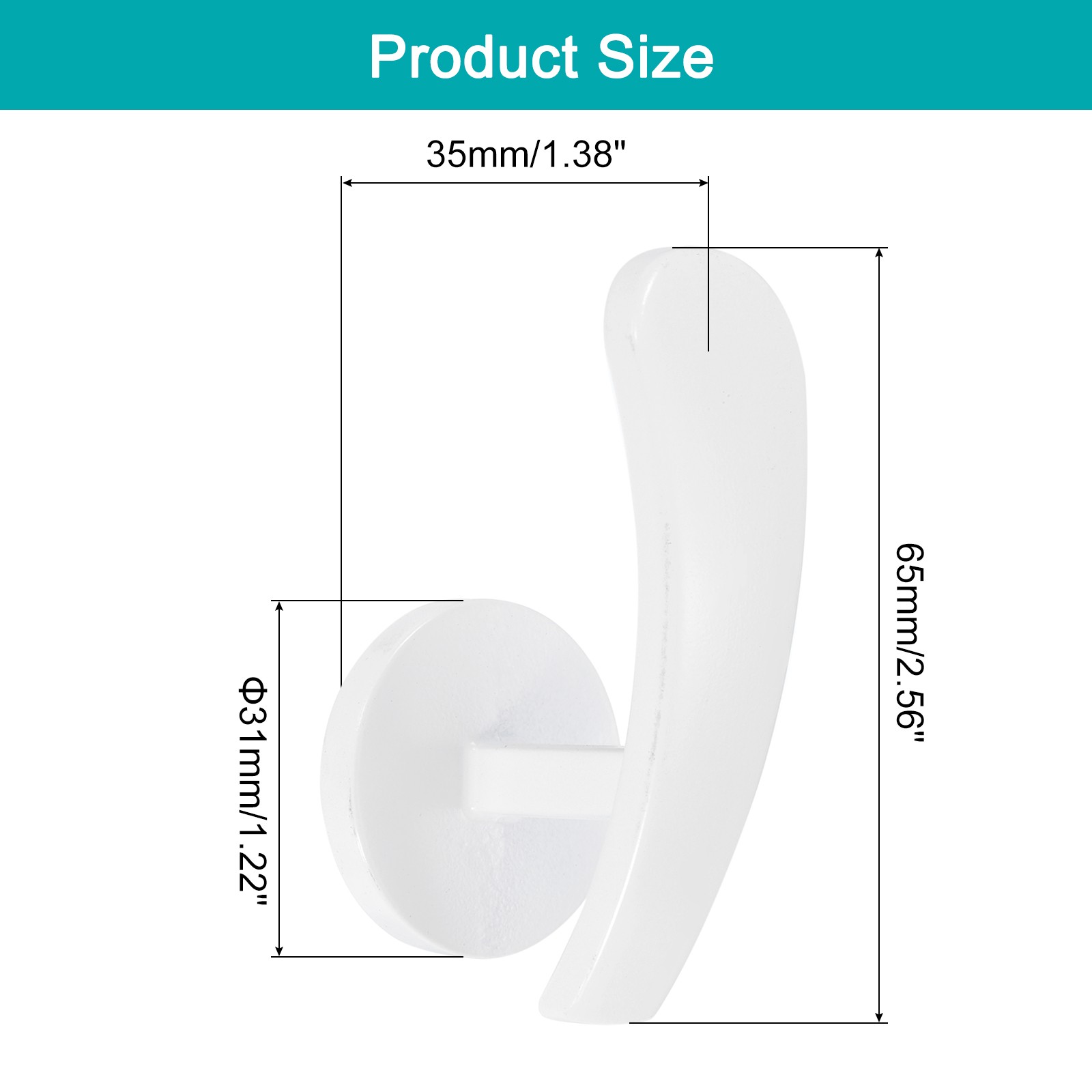 2Pcs Aluminum Alloy Wall Mounted Curtain Holdback Drapery Holder Hook White