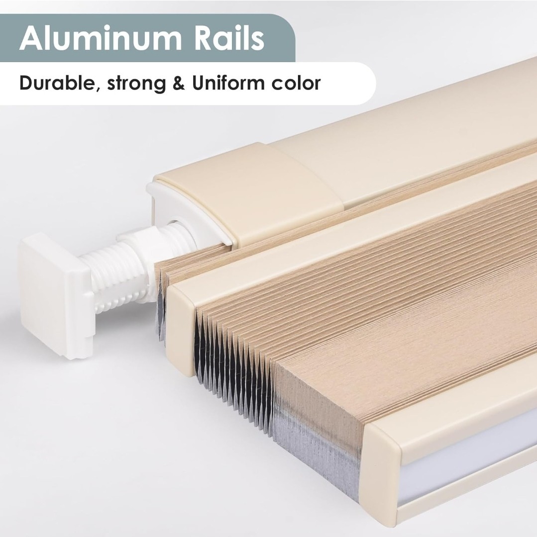 LazBlinds Beige HoneyComb Cordless Light Blocking Blinds, 35″W x 64″H – No Tools