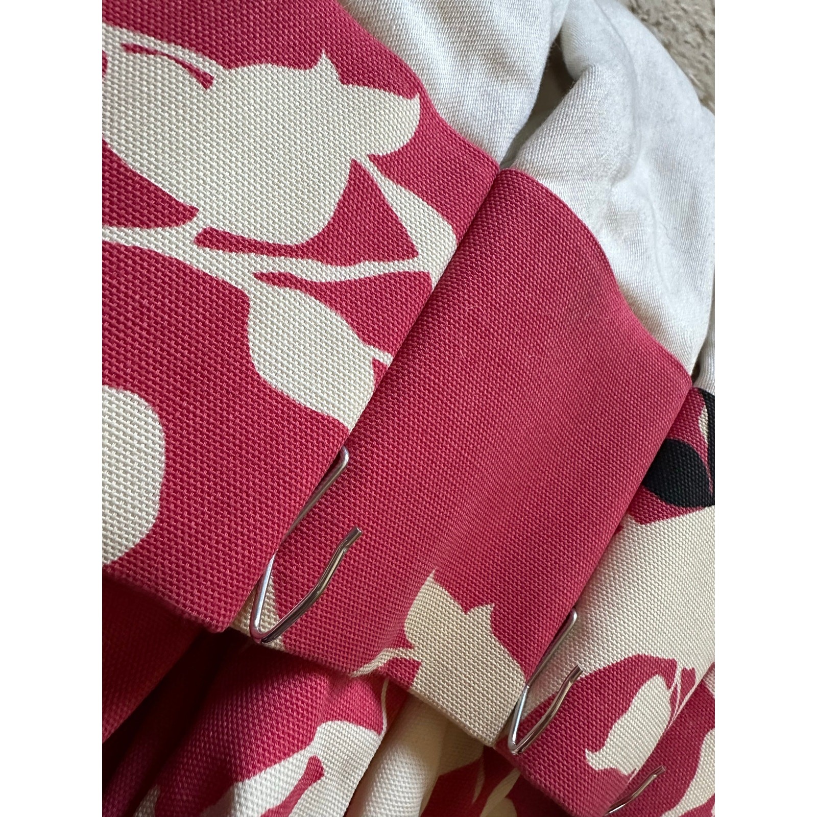 2 Custom Pair drapes pink Black White Curtains Pink Pom Poms luxury set pleated