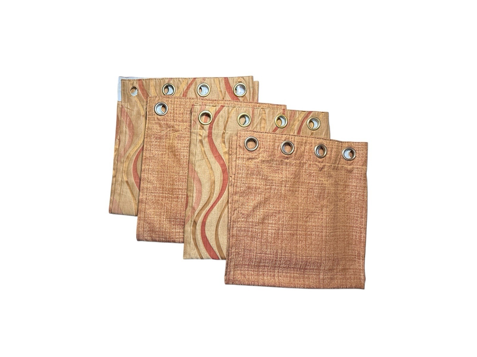 Set of 4 Orange Curtains Panels Drapes 88 Long 2 Styles Grommets Damaged
