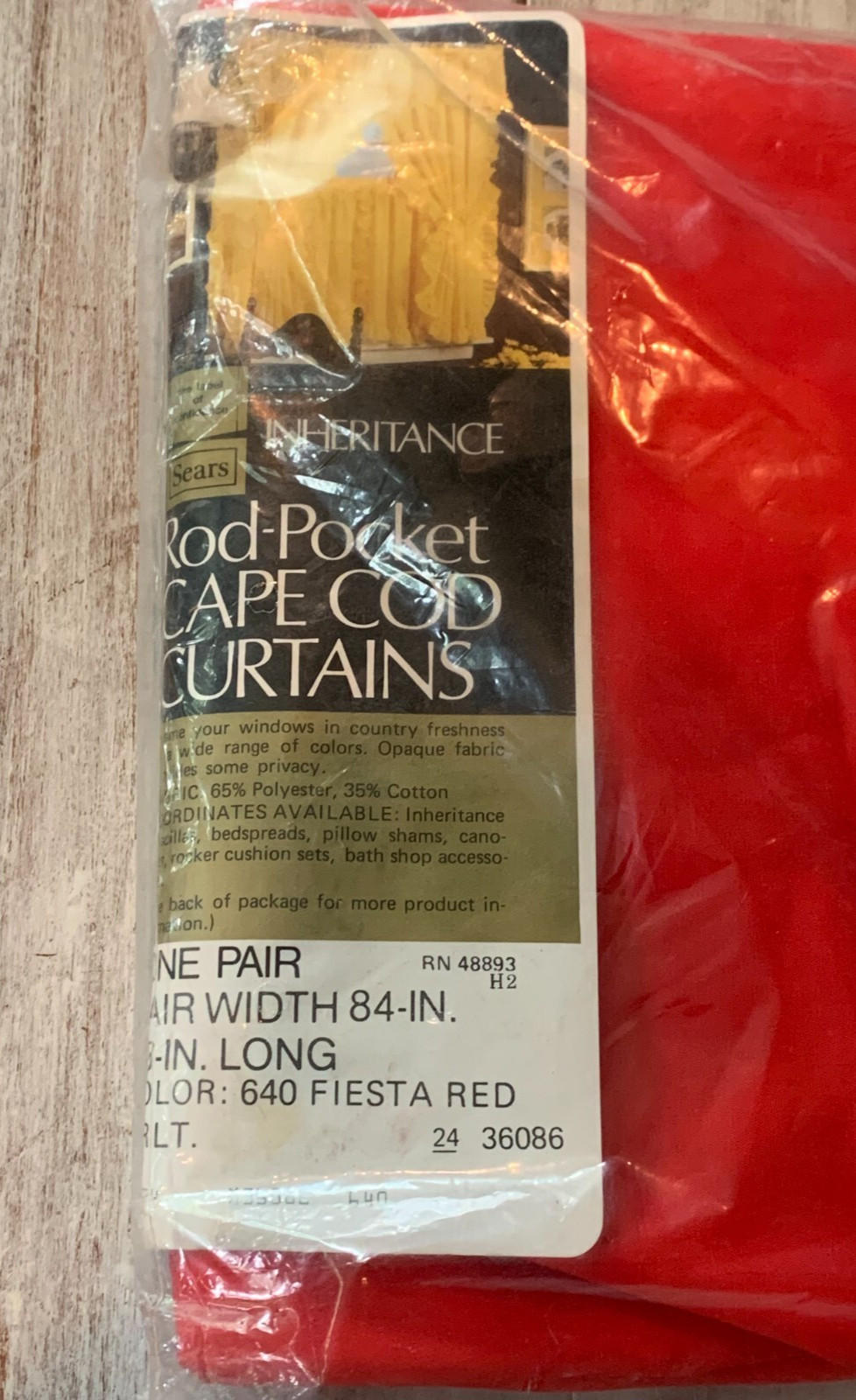 Vtg Sears Cape Cod Curtain Panels Inheritance 84″x63″L Fiesta Red 2 Sets NEW