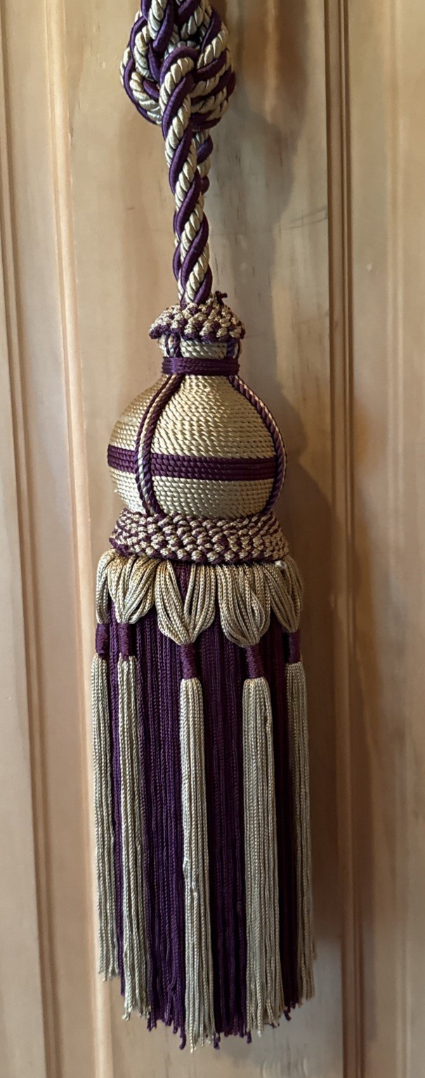 Vintage Large Estate Curtain Tieback Tassel Rope Gold Burgundy Ornate