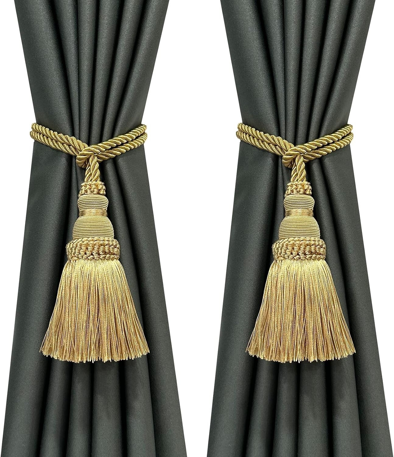 2 Pack Curtain Tie Backs Rope Tassels for Curtains Drape Tiebacks H