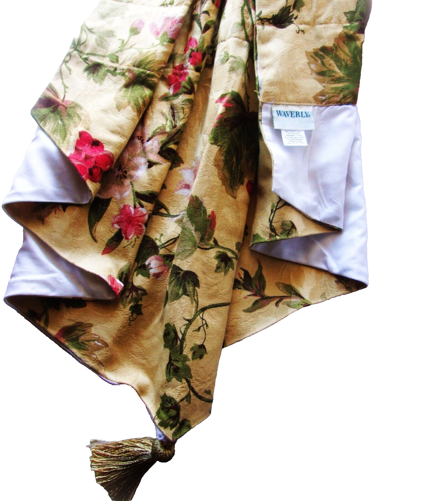 Vtg Waverly Lined Ascot Valance CHIANTI Grapes Floral Gold/Burgundy/Olive 1pc