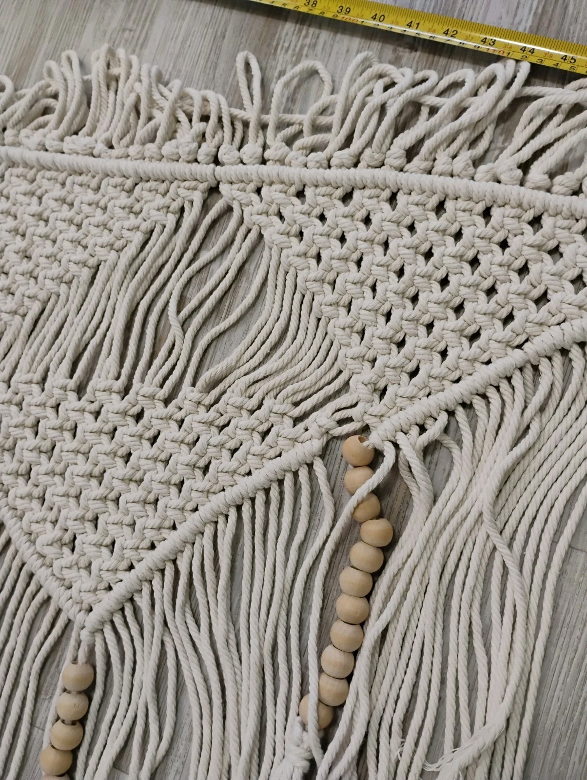 Macrame Valance Curtain Wood Beads Tassels Single Panel Heavy Thick Boho