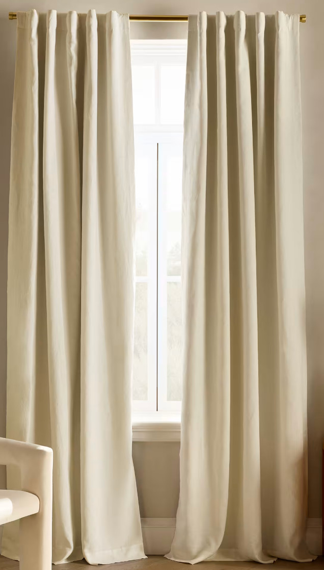 Quince European Linen Room Darkening Curtain Ivory 96×84 Single Panel NWOT