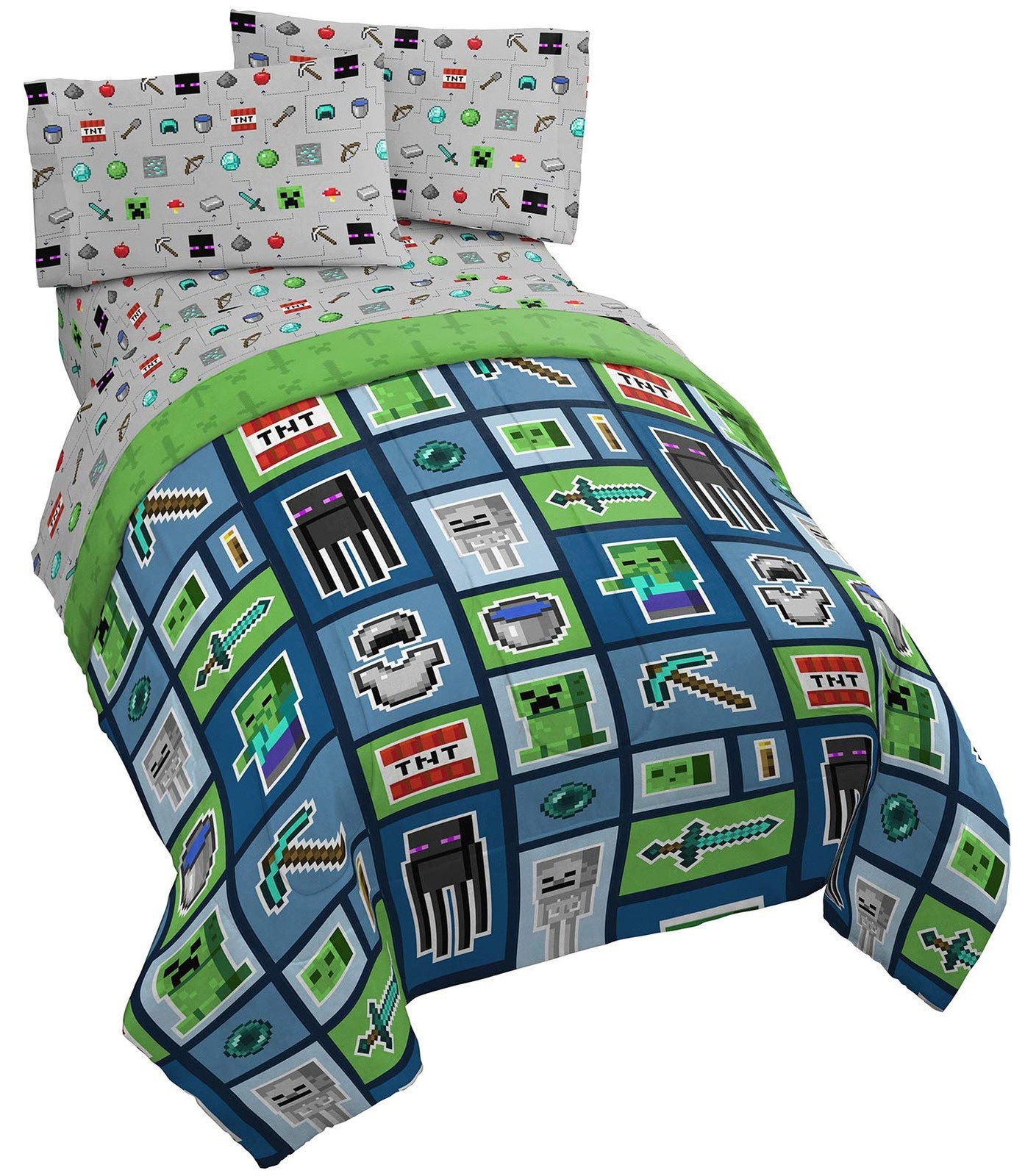 Jay Franco Minecraft Monster Hunters 5 Piece Full Bed Set – Includes Reversib…