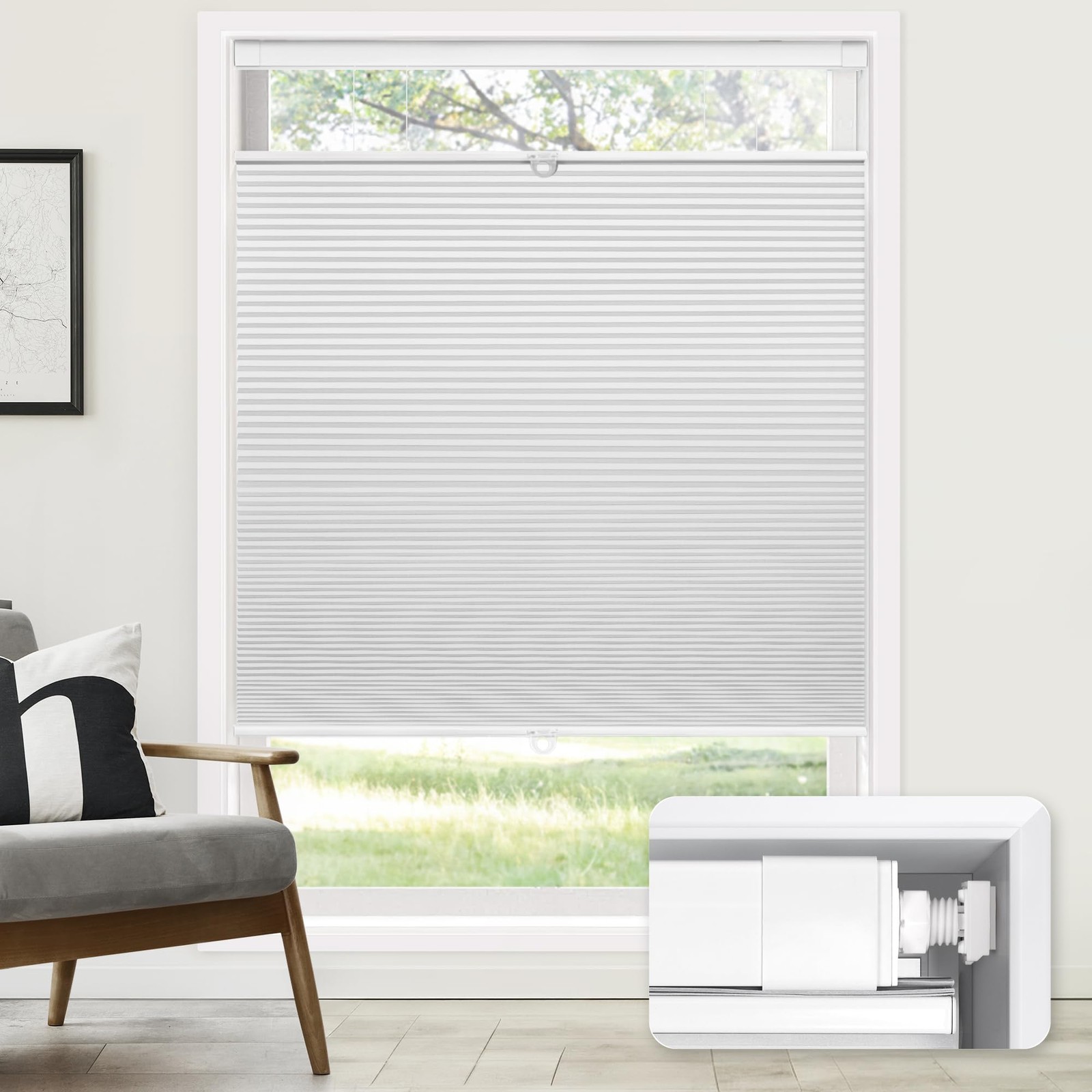 LazBlinds No Tools No Drill Cordless Cellular Shades, Top Down Bottom Up (TDB…