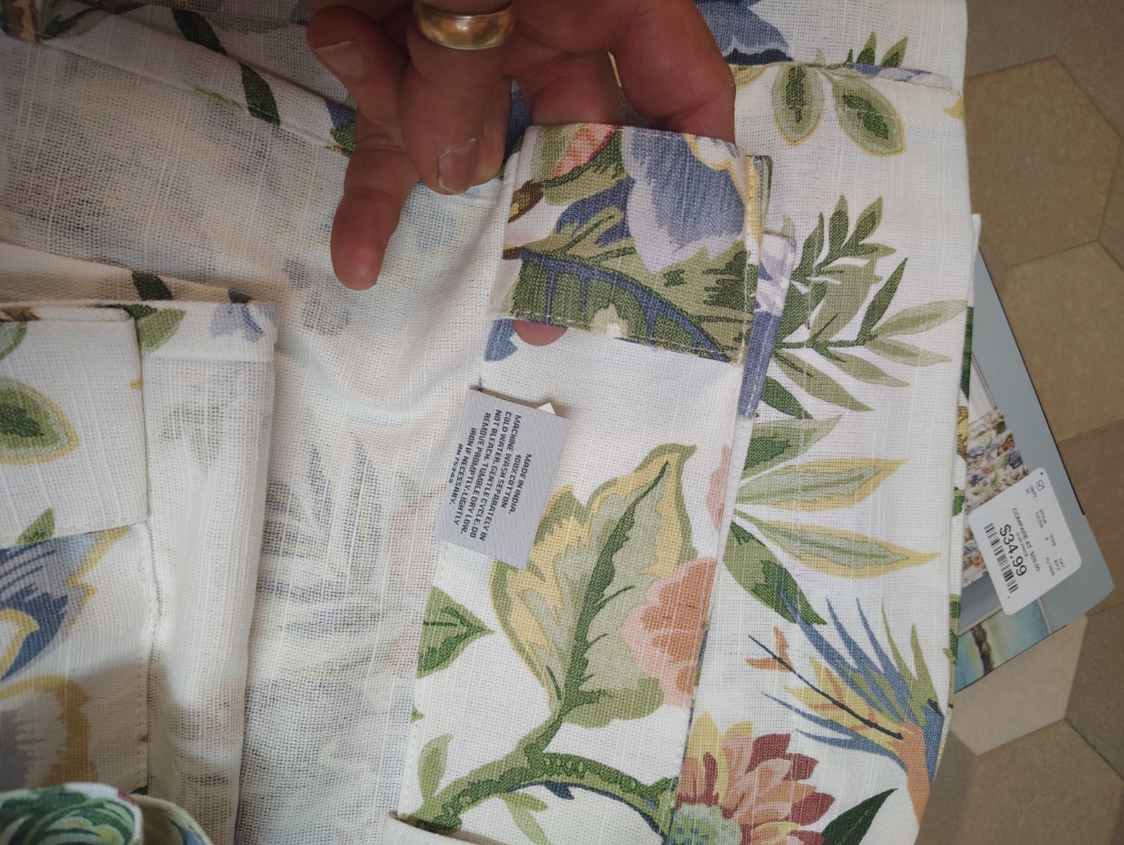 NWT Curated Kravet 2 pc Window Curtains Tree of Life Floral Birds Cotton 84″ lg