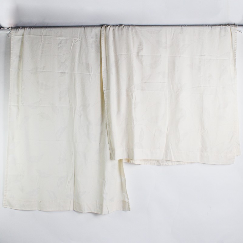 Lot Of 2 Unbranded Matching White Curtain Panels Subtle Leaf Pattern 44″ x 71″