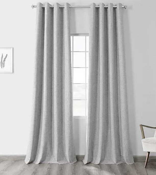 EFF Vintage Thermal Cross Linen Weave Max Blackout Window Curtain Gray- 50”x84”