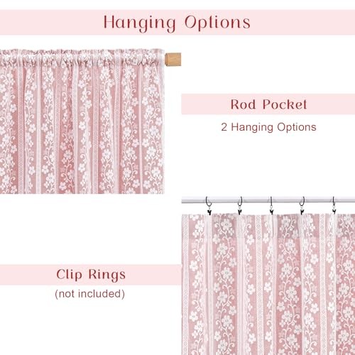 Linen Valance Curtains Double 52″W x 18″L (Pack of 1) Red Light Filtering