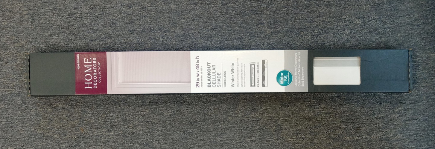Home Decorators Collection White Cordless Blackout Cellular Shade – 29” X 48”