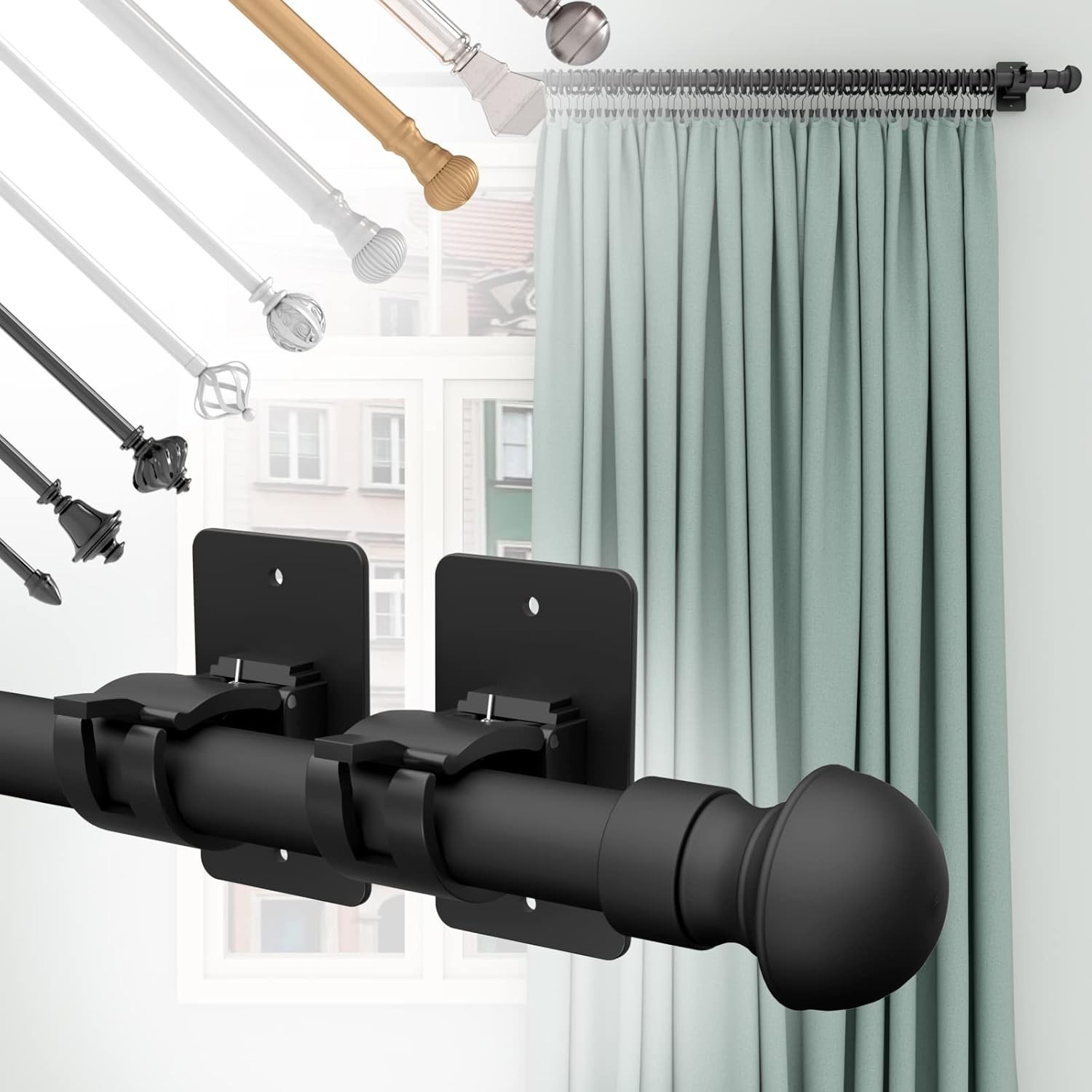Universal Plastic Curtain Rod Holders – Elegant 4-Piece Set for Easy Hanging