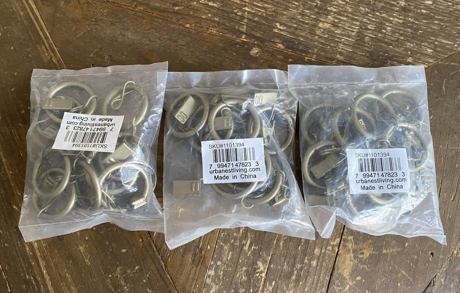 Lot of 3 Curtain Clip Rings Metal Drapery Hooks Gold Tone 1″