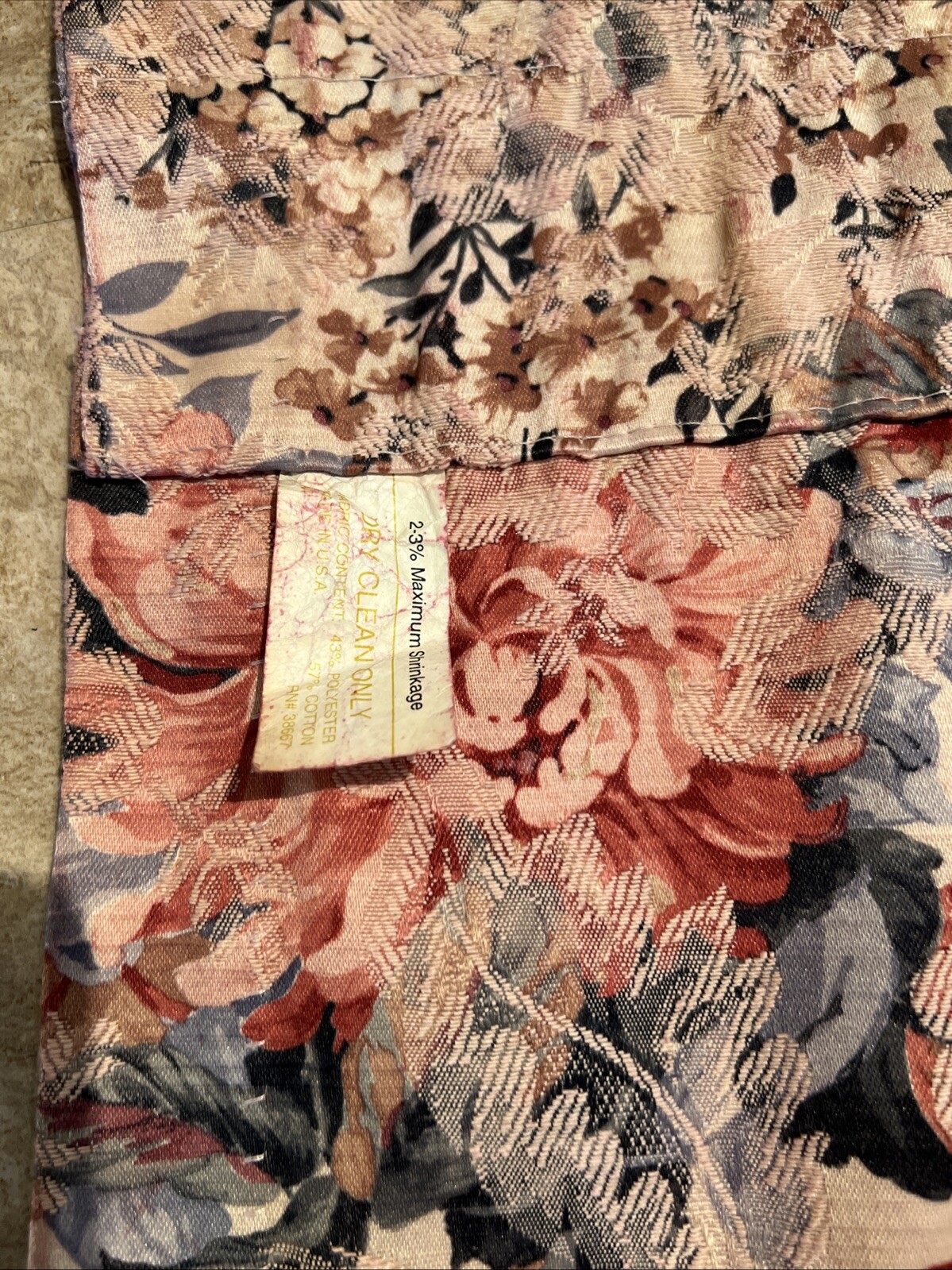 2 Bold Floral Tapestry Jacquard Valances 17”x96” Ea Shabby Cottage Boho USA Pink