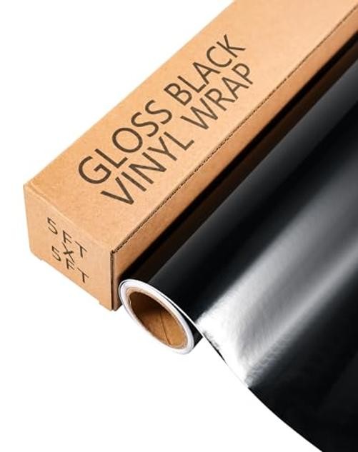 Gloss Black 5ft x 5ft Vinyl Wrap Roll for Car Body