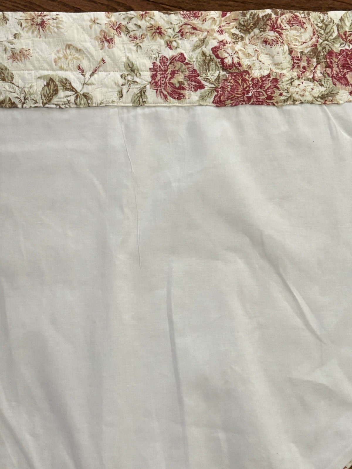 4 floral Ascot Valance window Treatment Red Cream Lined Tassel Handmade 41″x25″