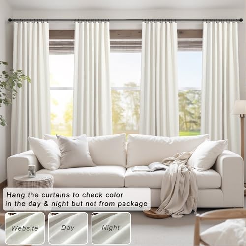 Linen Back Tab Blackout Curtains & Drapes 96 52″W x 96″L (Pack of 2) Natural