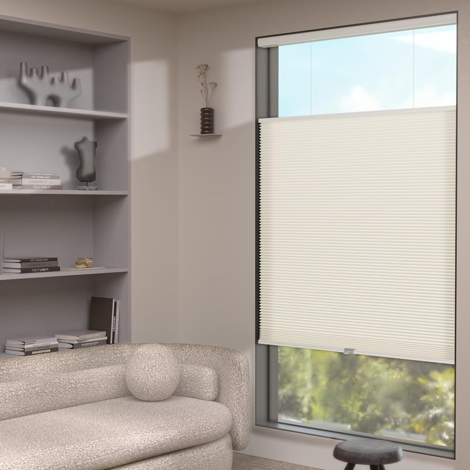 TDBU Cellular Shades 39″x64″ Beige Cordless Honeycomb Blinds