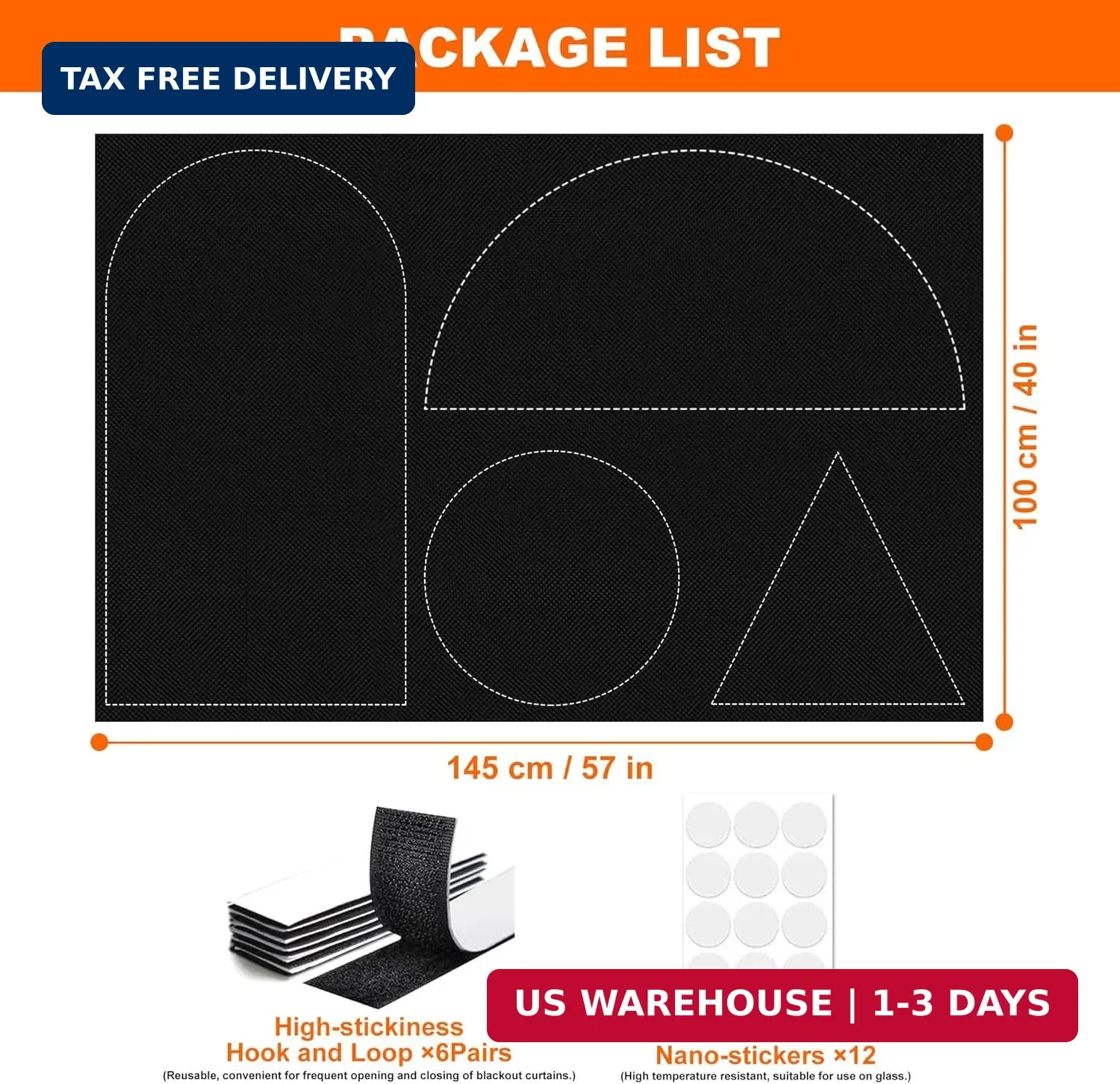 100% Black Out Window Cover Portable Blackout Shades Adhesive Thermal Blackout B