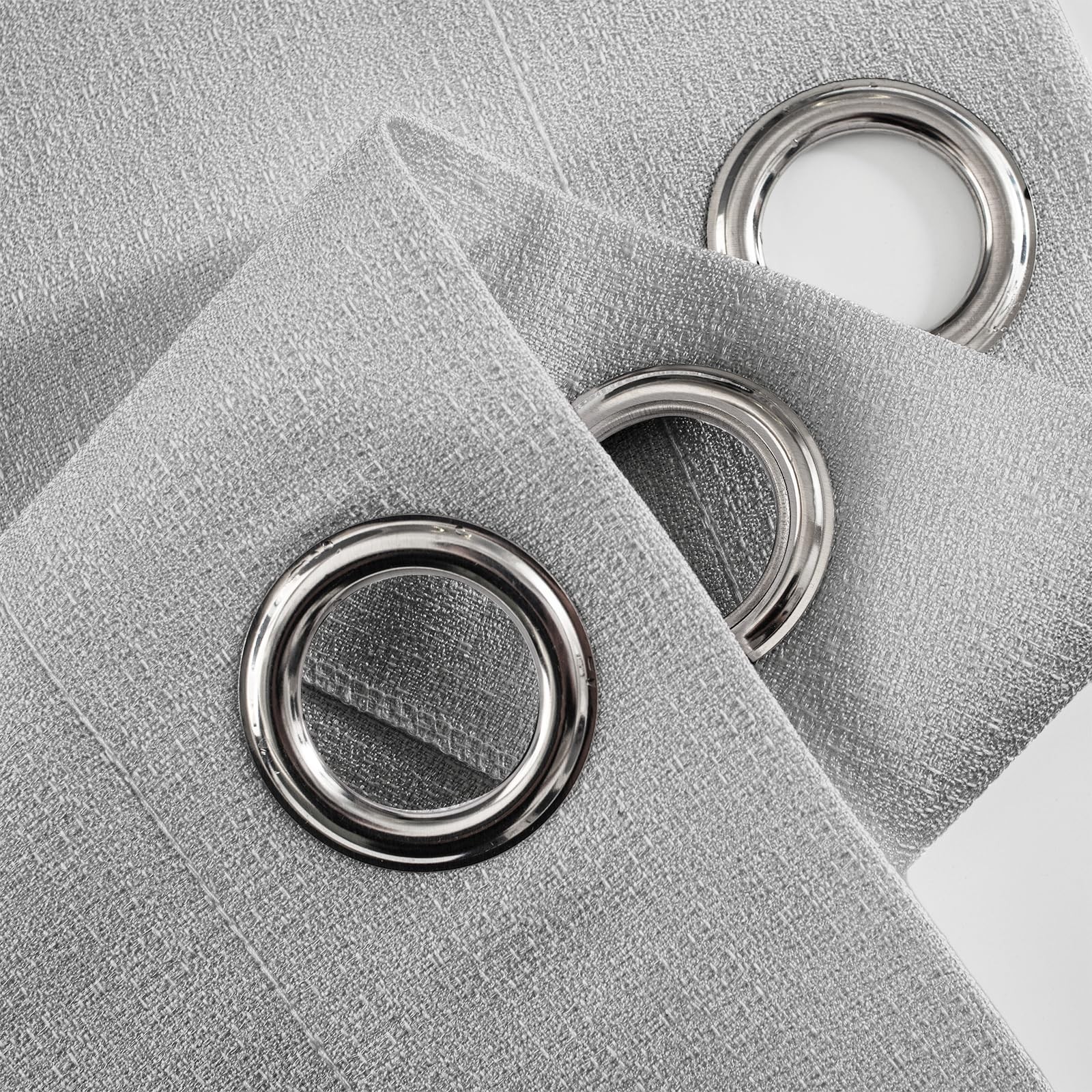 Gray Semi Sheer Curtains 84 Inches Long for Living Room, Bedroom Linen Look W…