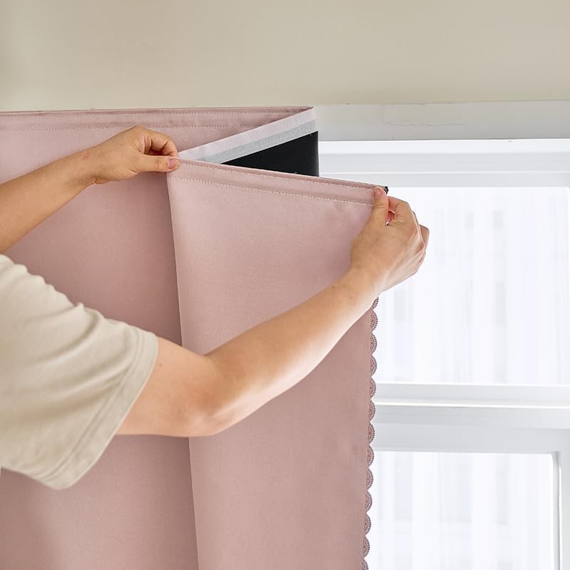 100% Blackout Self Adhesive Curtains Easy Install Thermal Insulated Portable
