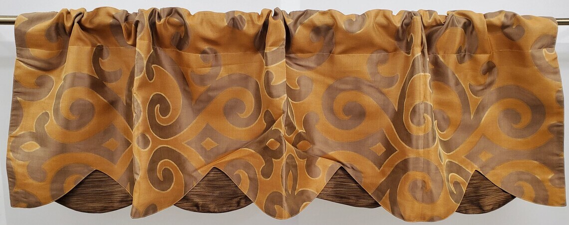 Scroll Custom Lined Valance or Unlined Tiers Jacquard Scroll VINTAGE NEW RARE