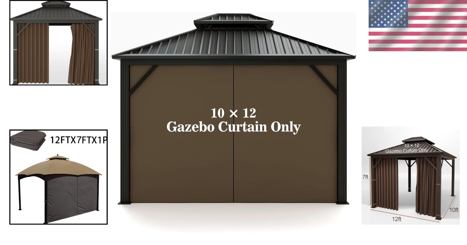 Durable Polyester Gazebo Privacy Curtain – Brown