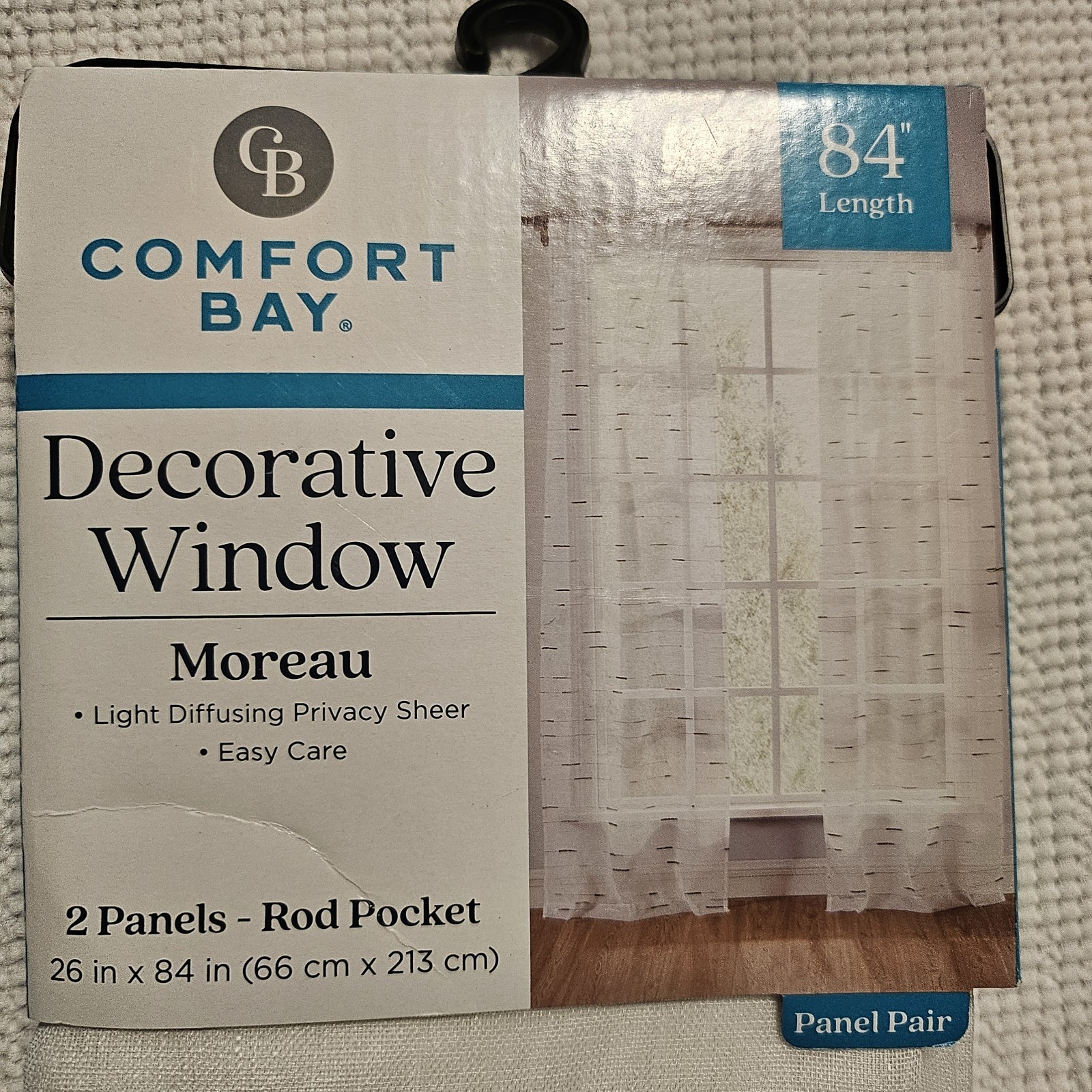 2 SETS COMFORT BAY SHEER CURTAINS “MOREAU” 4 PANELS Total ROD POCKET 26X84 NEW