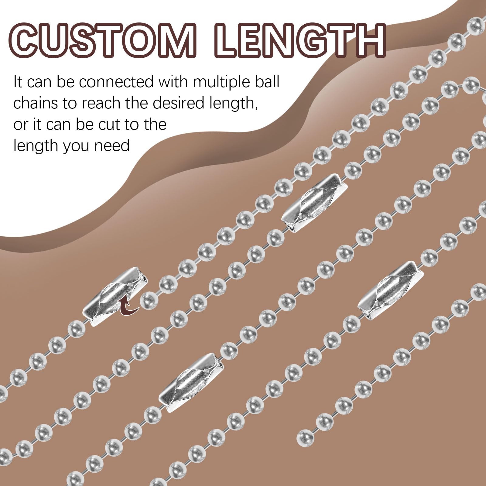 300 pcs 3.9 in Ball Chains Keychain Tag Keychain Ball Chain Bulk,Beaded Chain…