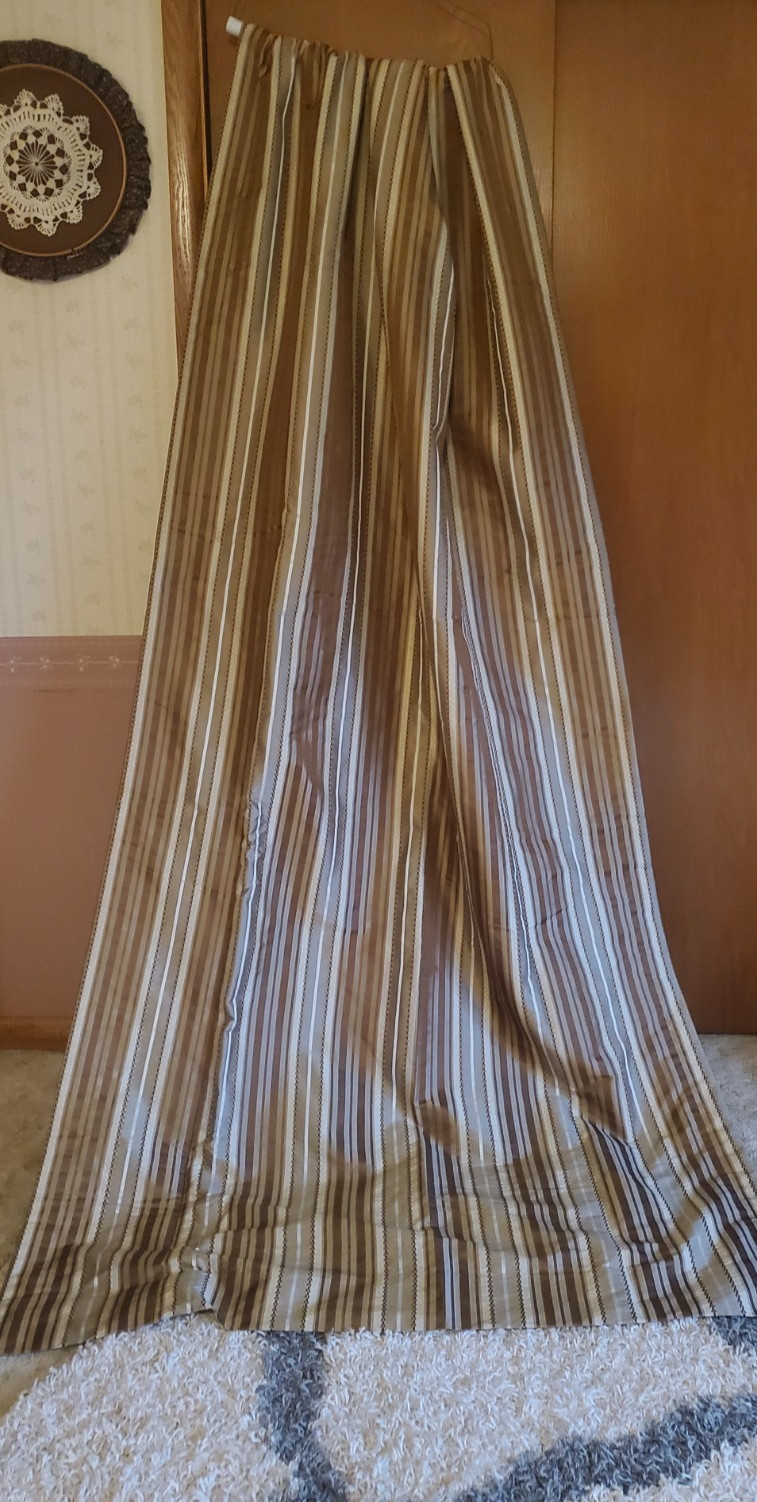 4 Panels CUSTOM pinch pleated drapes gold/brown heavy fabric lined ~110” long