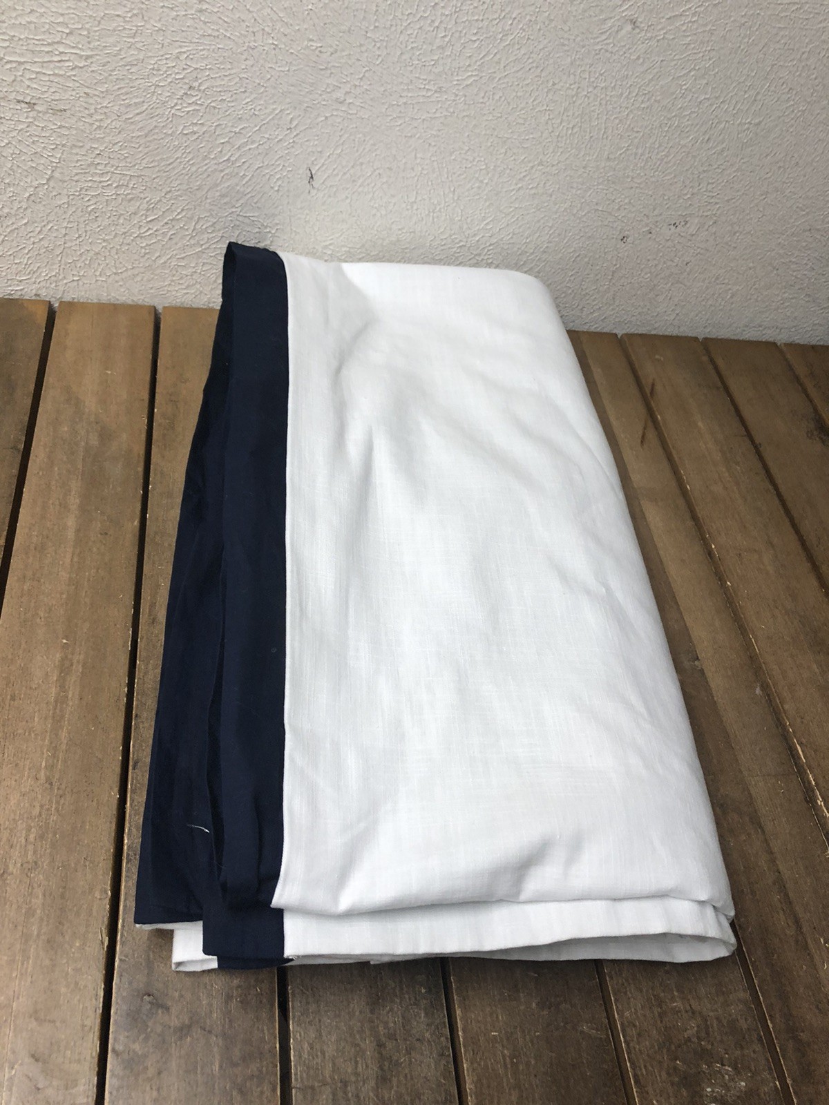 Pottery Barn Kids White Blue Border Blackout Curtain 1 Panel 44×84″ NWOT