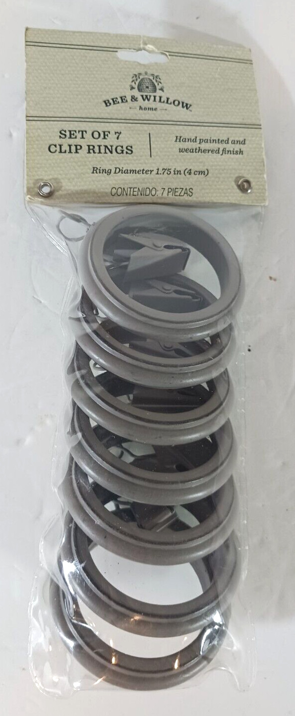 CLIP RINGS EYELET RINGS Drapery Curtain 7-Pk 1-3/4″ WEATHERED GRAY BEE & WILLOW
