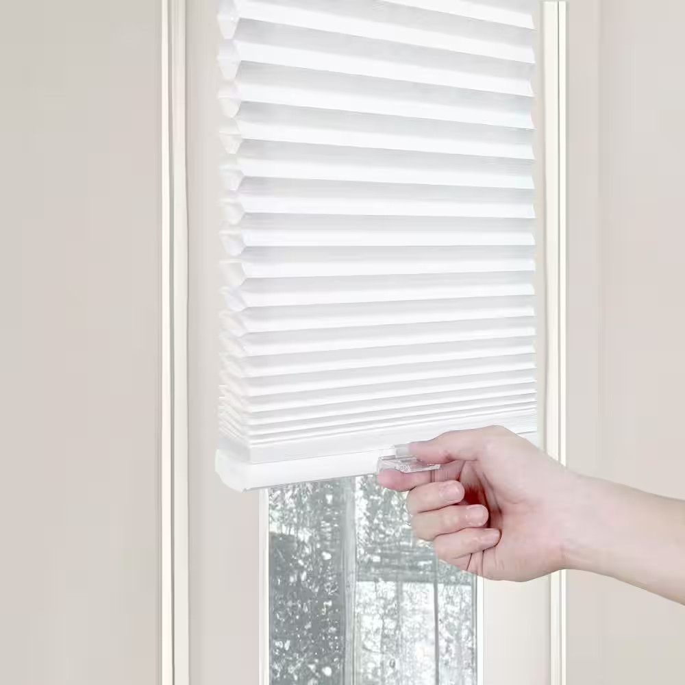 White Cordless Light Filtering Eco Polyester 9/16 In. Sidelight Single Cellular