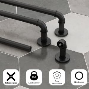 Black Curtain Rods 32 to 72 (3-6Ft) for Window: Outdoor – Industrial 1Inch Pole