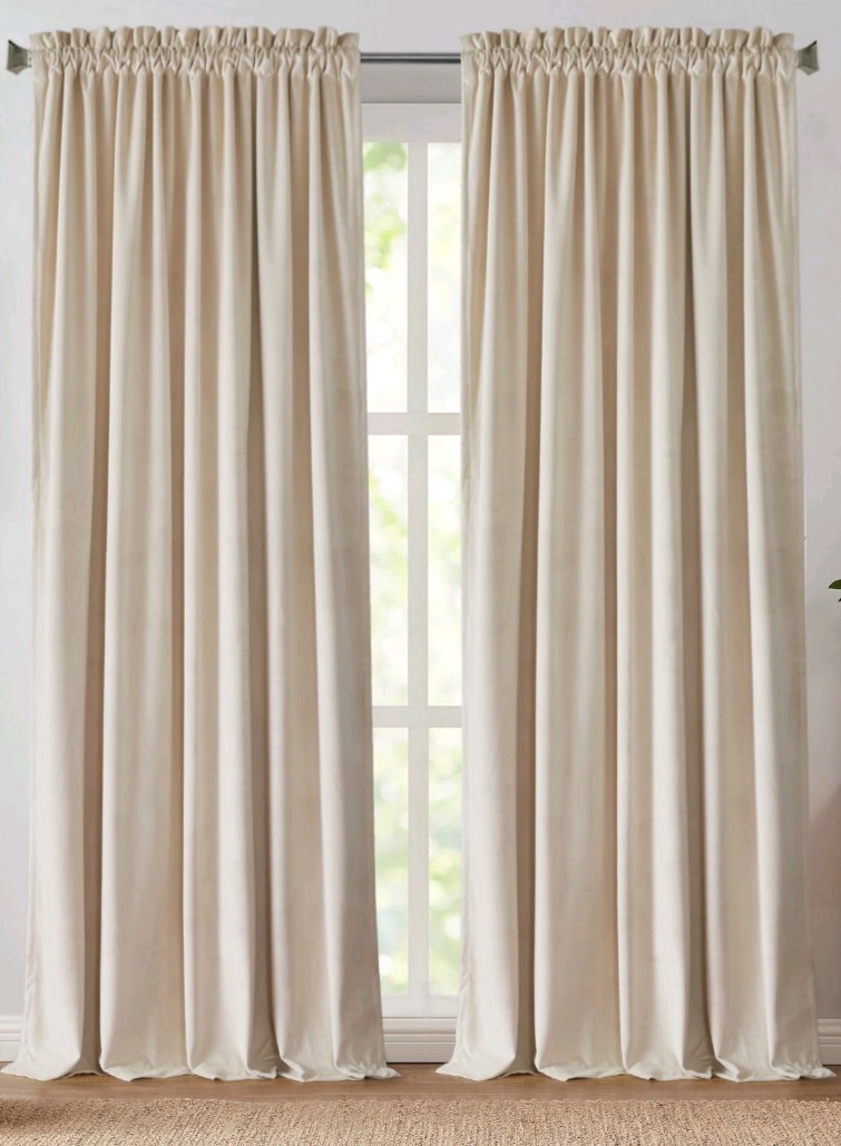Drapery Set Long champagne Lined (set of 2) 52 x 108″ Rod Pocket Drape Curtains