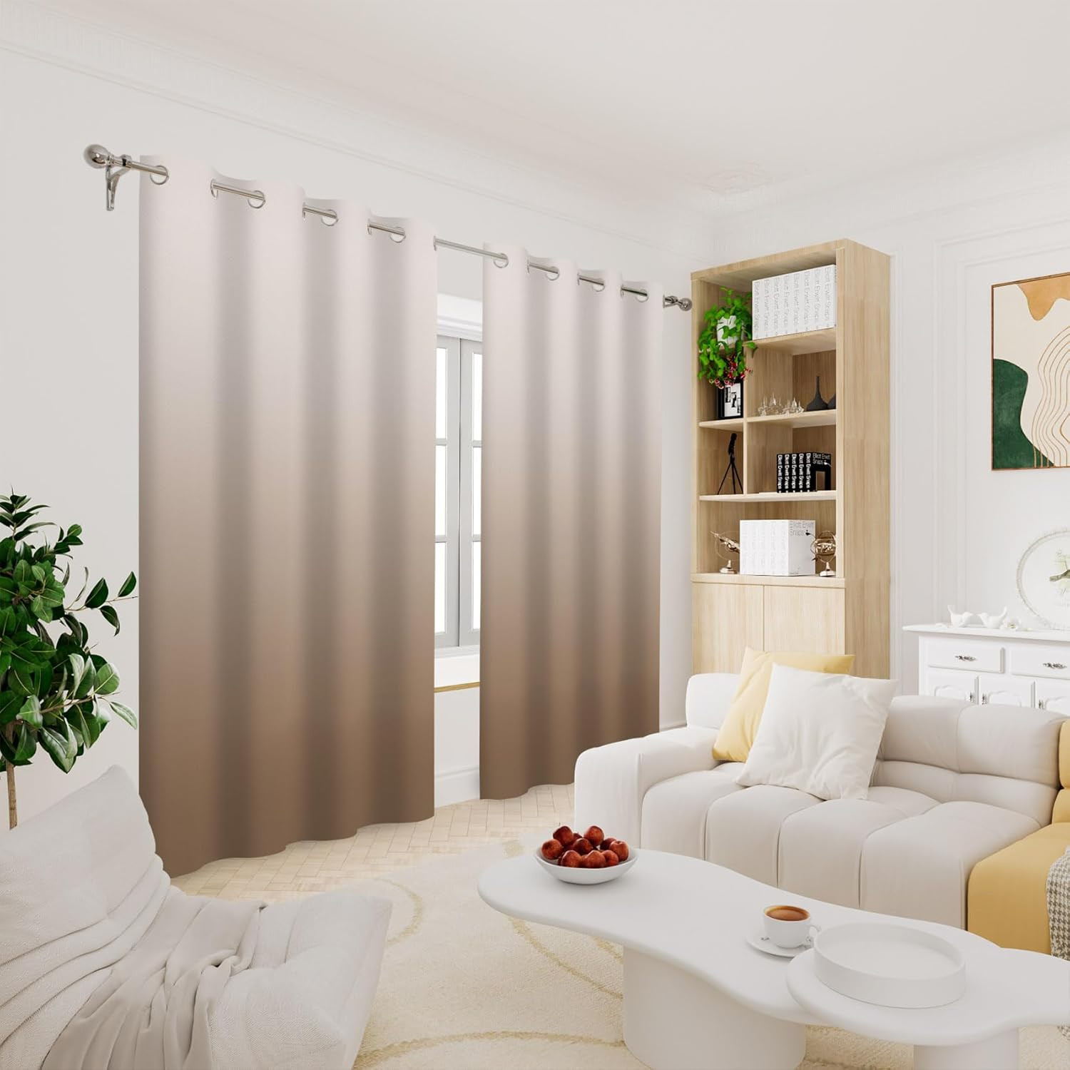 Brown Ombre Blackout Curtains – Thermal Insulated Grommet Drapes (2 Panels)