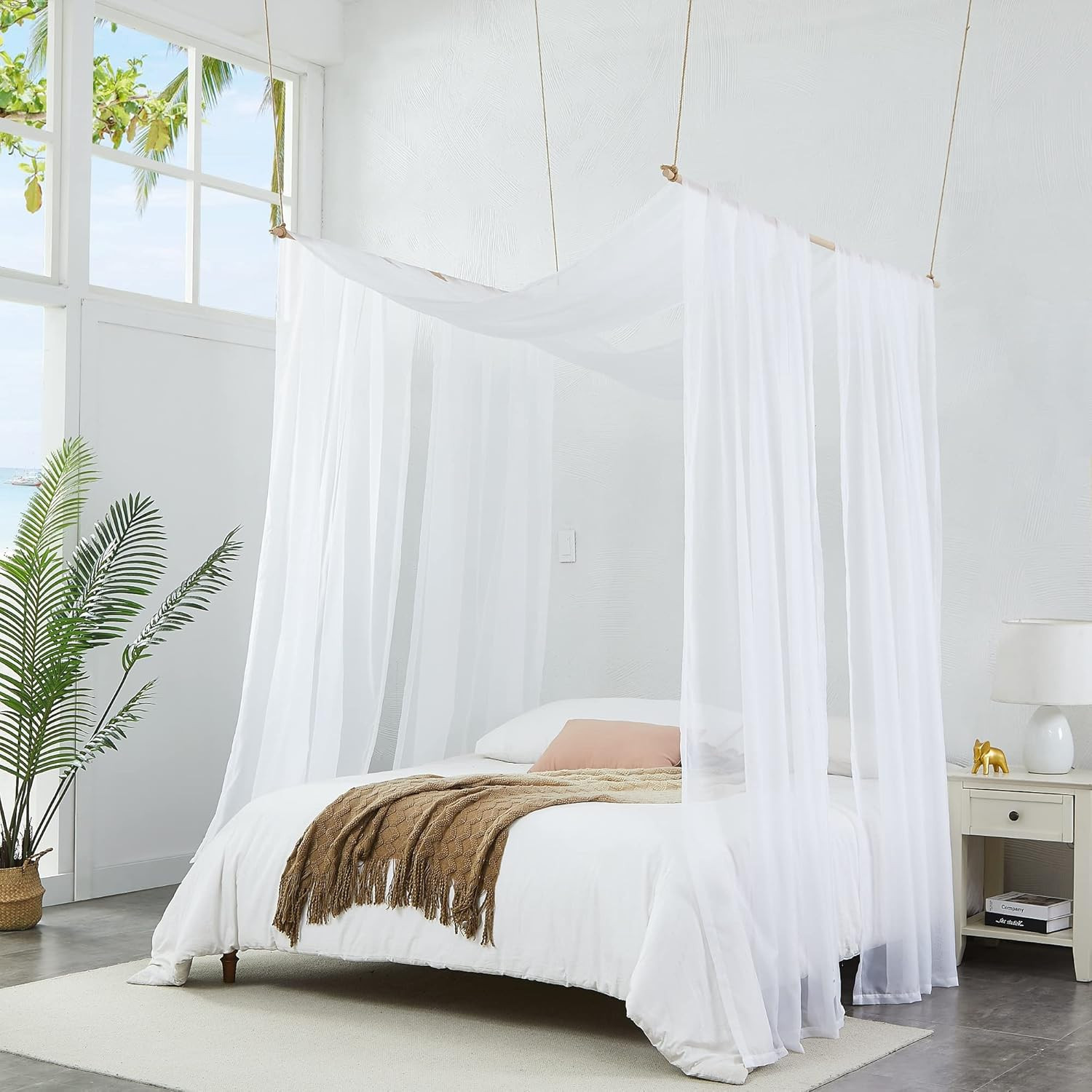 Extra Long White Sheer Window Scarf 45ft – Perfect for Canopy & Wedding Decor