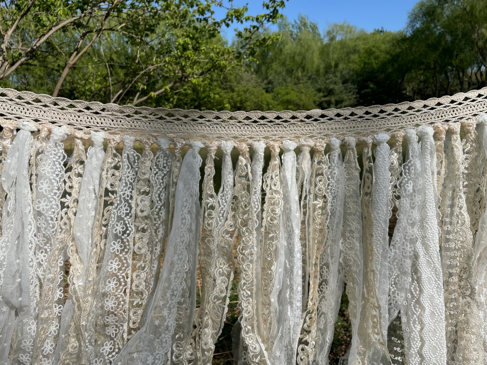Rustic Shabby Chic Lace curtain Hand Crochet Lace Kitchen Valance