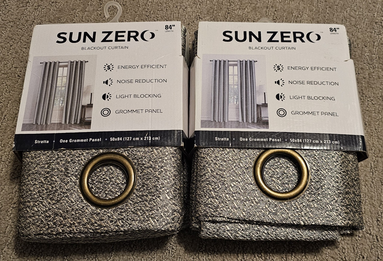 SunZero Lichtenberg Curtains Total Blackout (2) Panels 50″ x 84″ Silver Grey NEW