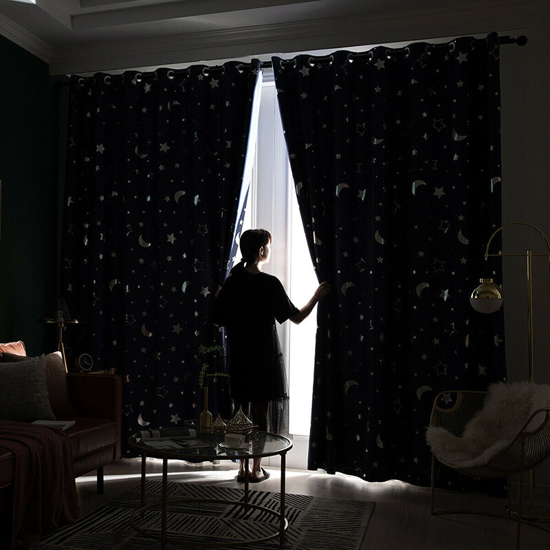 1Pcs Star Blackout Window Curtains Room Thermal Insulated Bedroom Decor Gift