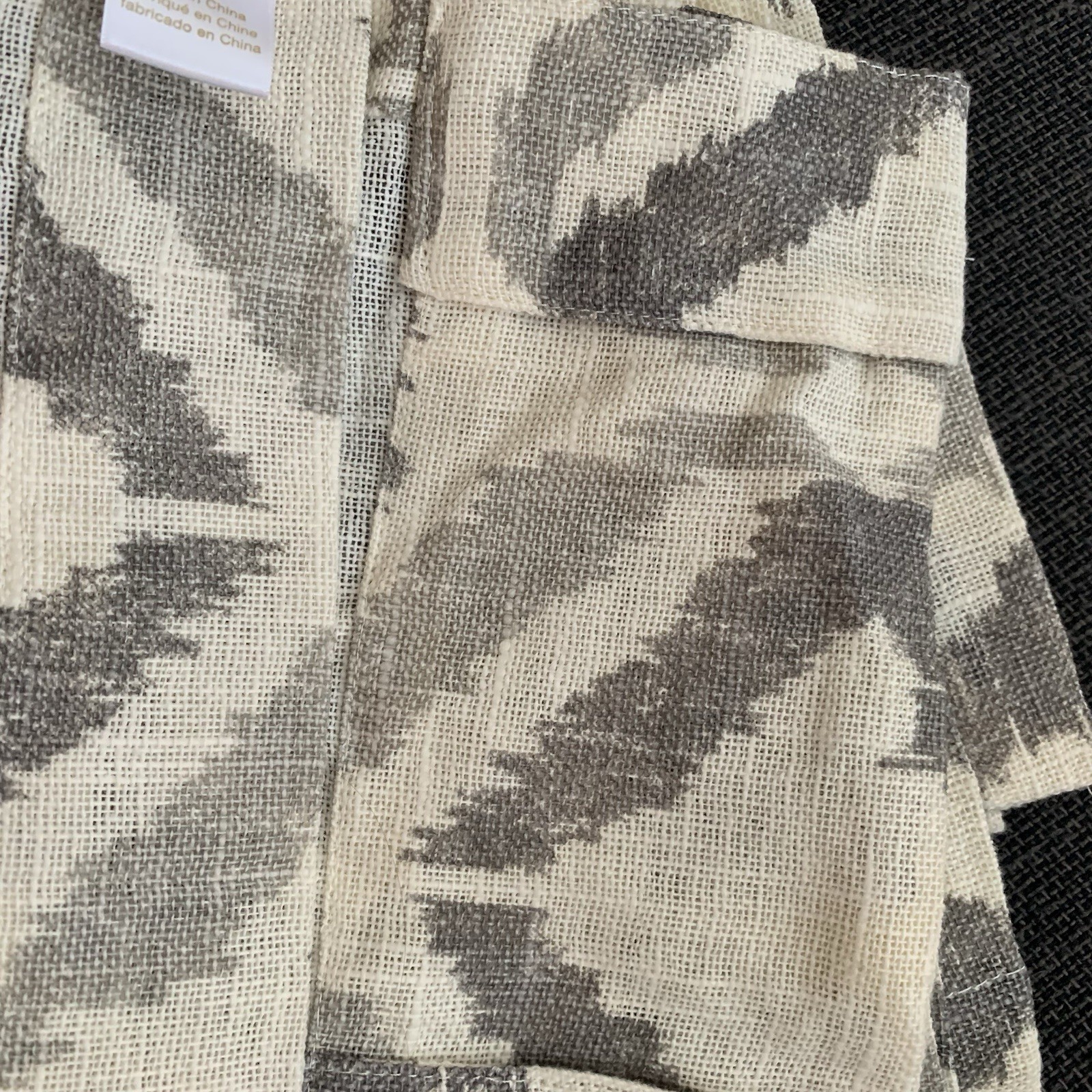 West Elm Linen Blend Curtain Panel 48” X 84” Gray Aztec