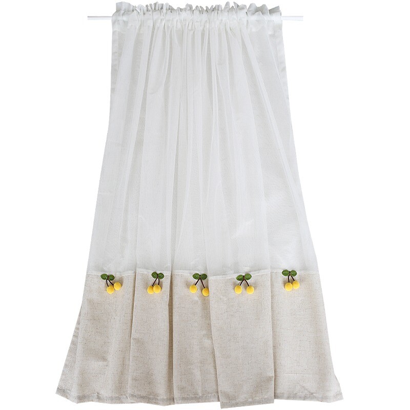 Cute Mesh Splice Short Curtain Dust Proof Cherry Half Drape Bookshelf Door Decor