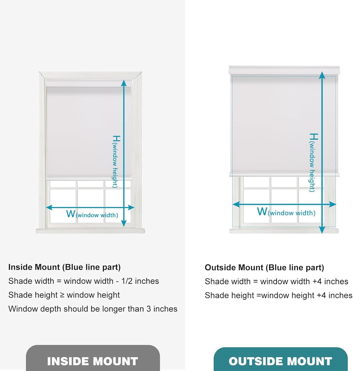 Changshade Blackout Window Blinds Cordless Roller Shade Roll-up Shade Easy Fit